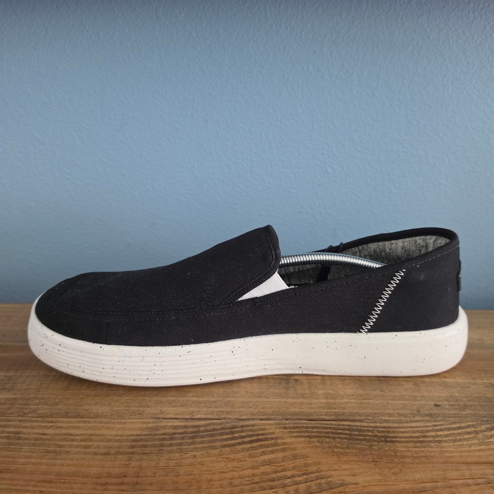 Hey Dude Mens Sunapee M Sport Mesh Slip On Sneakers Black White Speckled 14 - Picture 7 of 11